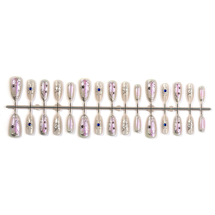 Acrylic nail set with holographic accents and elegant embellishments Bowlift