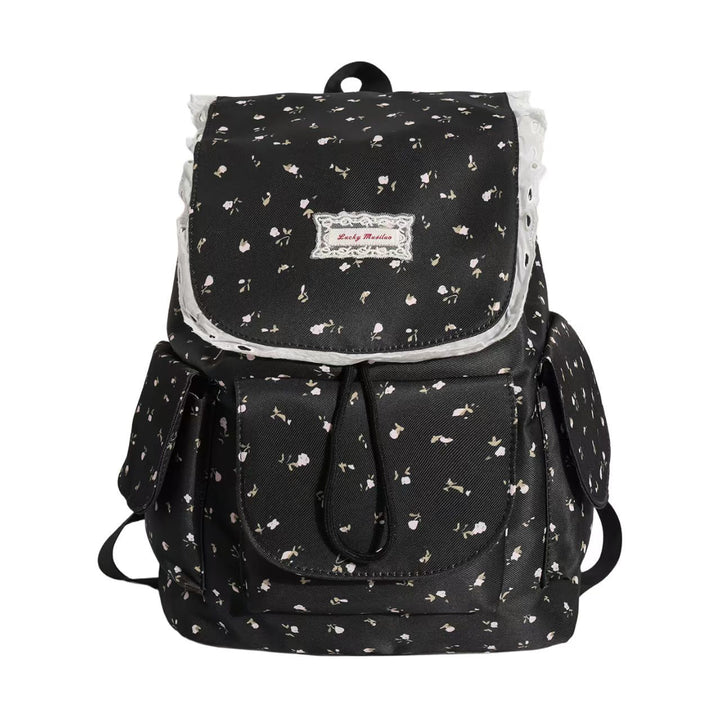 Floral Print Ruffled Backpack Bowlift