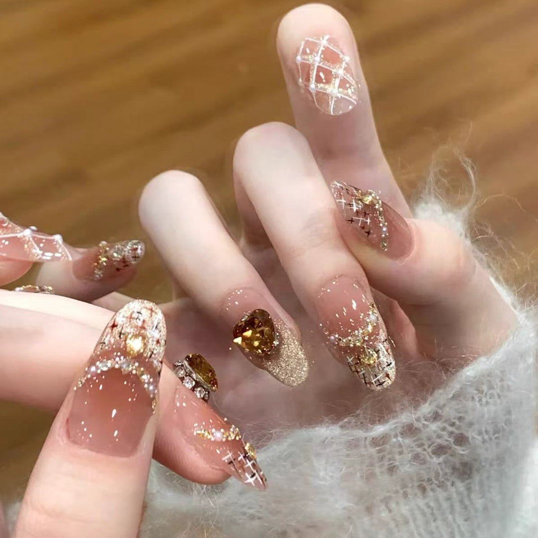Decorative Long Stiletto Press-On Nails with Floral Designs Bowlift