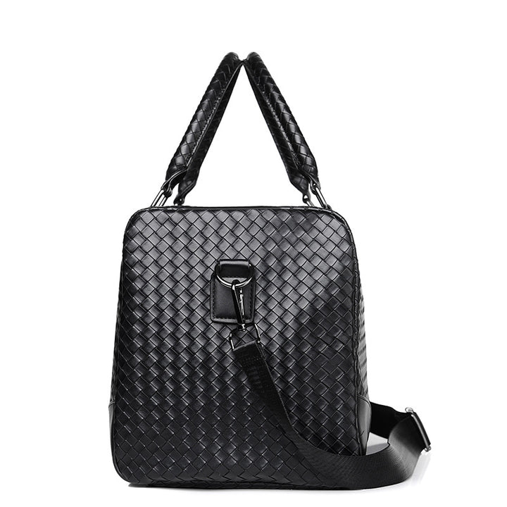 Woven Leather Weekender Duffel Bag Bowlift