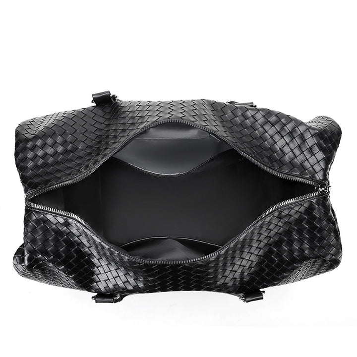 Premium Woven Leather Travel Duffel Bag Bowlift