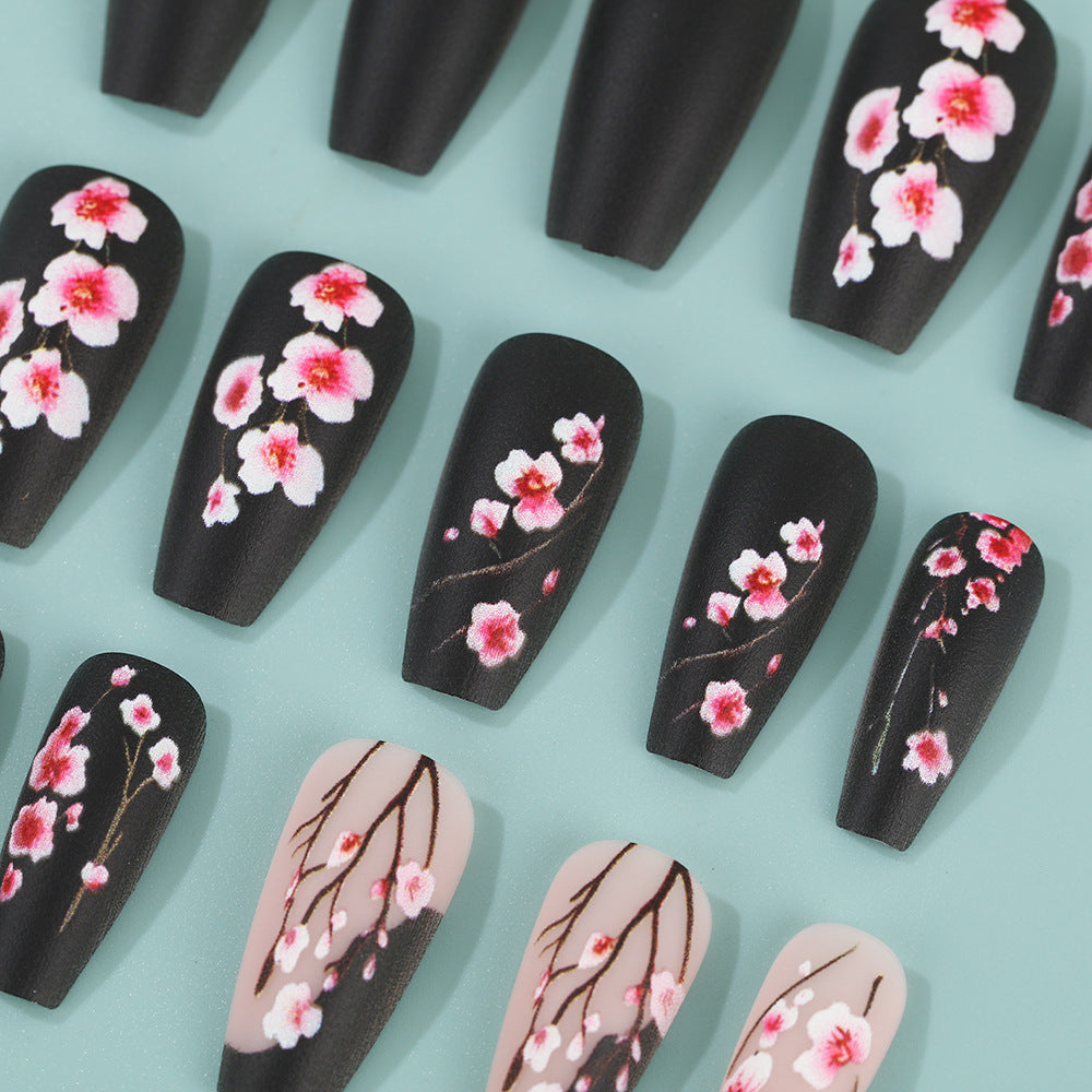 Artificial nails with timeless cherry blossom designs Bowlift