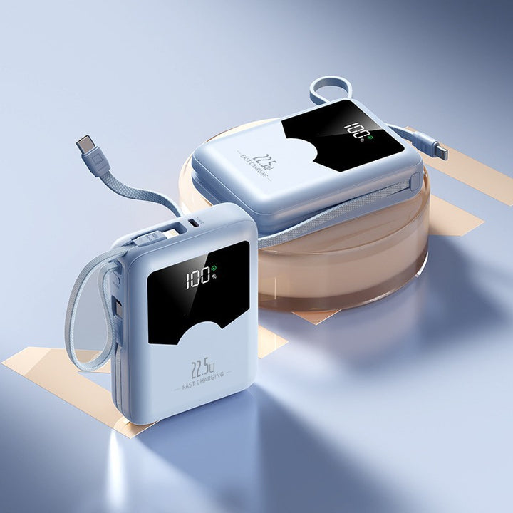 Portable fast-charging power bank with digital charge level display and intuitive operation Bowlift