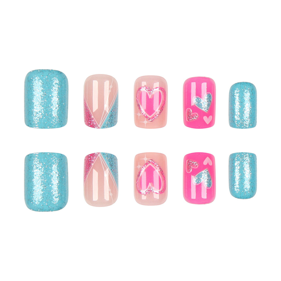 Heart-Decorated Press-On Nail Art Bowlift