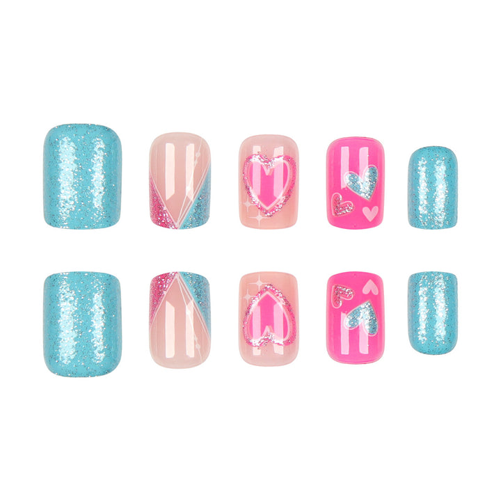 Heart-Decorated Press-On Nail Art Bowlift