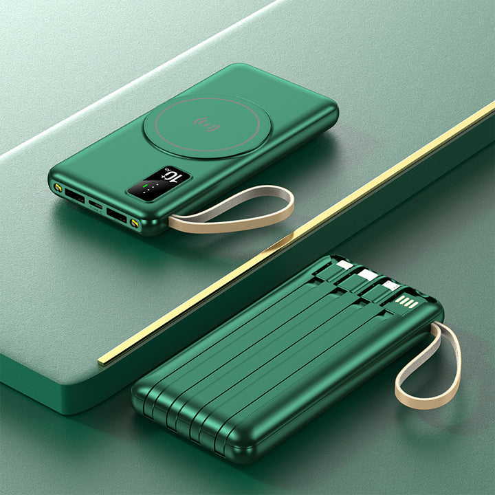 Portable Qi-Charging Power Bank with Multifunctional USB Ports Bowlift