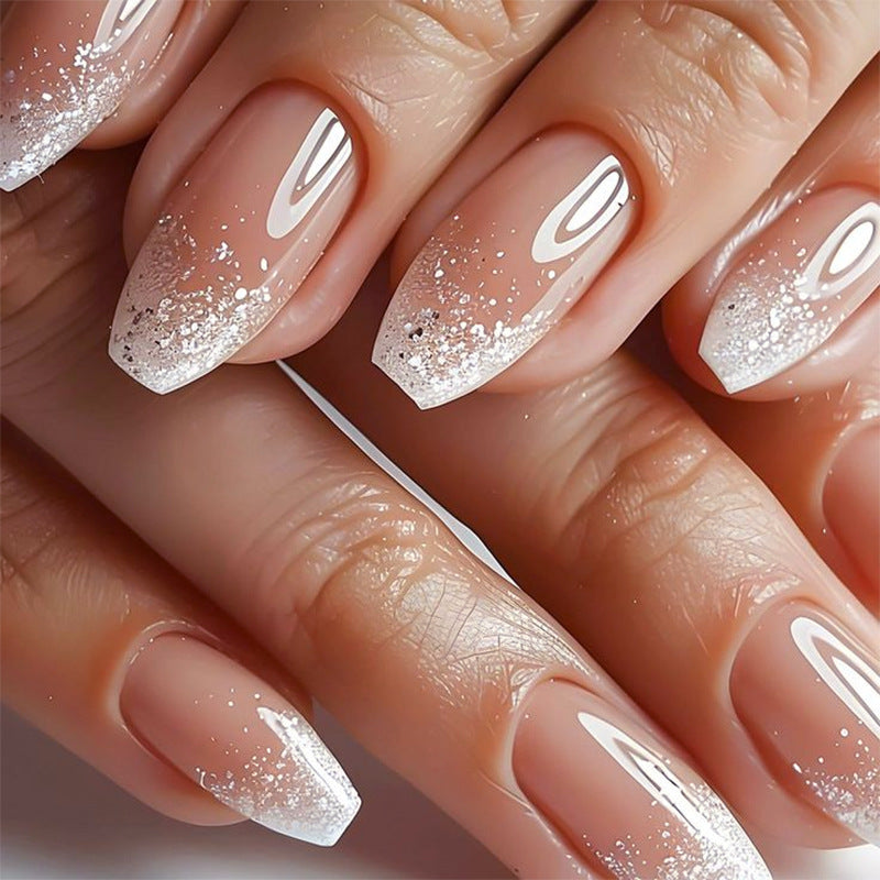 Artistic Nail Extensions with Glitter and Ombre Effect Bowlift