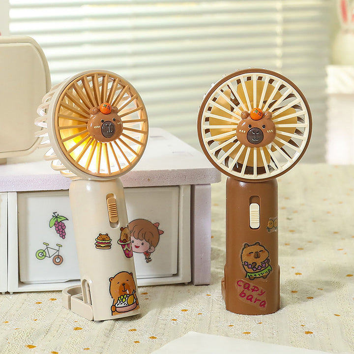 Women's Portable Mini Hand Fan with Creative Animal Designs Bowlift
