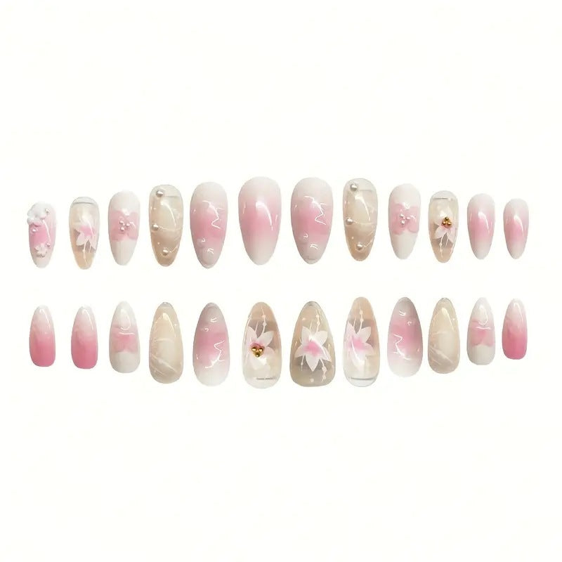 Decorative Floral Acrylic Nail Art Enhancements Bowlift