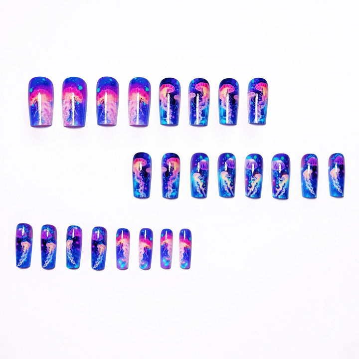 Gel Nail Art Design with Luminescent Jellyfish Bowlift