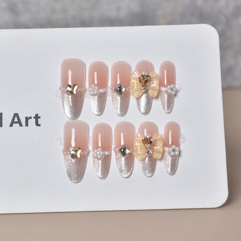 Glamorous Rhinestone-Embellished Nail Art Extensions Bowlift