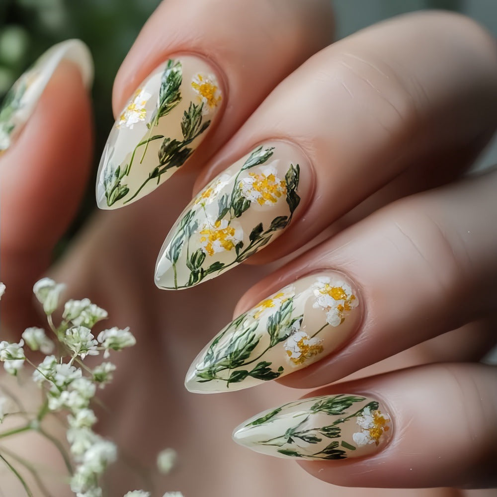 Handmade art nails with floral accents Bowlift