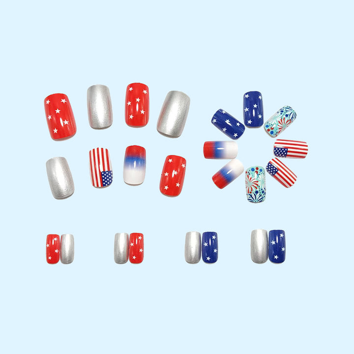 Creative art nail design in patriotic style Bowlift
