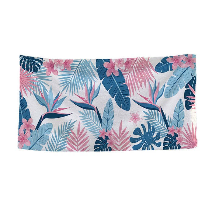 Large Microfiber Quick-Dry Tropical Print Beach Towel