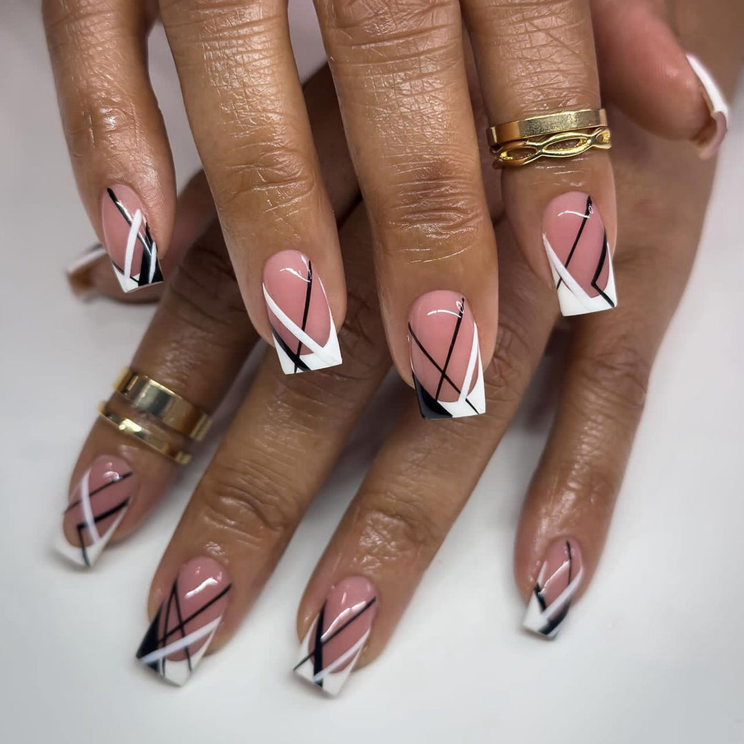Artful Nail Art with Geometric Accents Bowlift