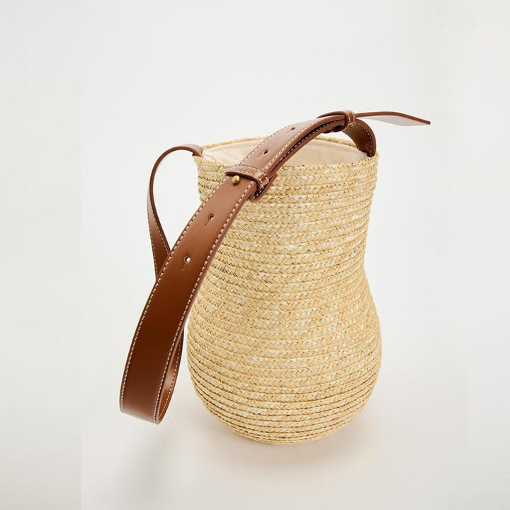 Handmade basket bag with elegant leather strap Bowlift