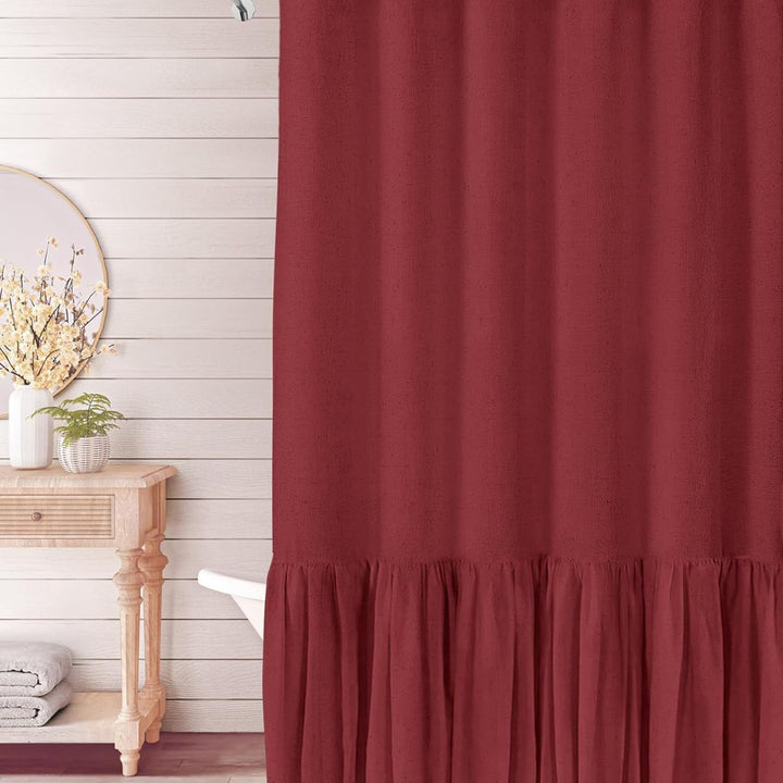 Ruffled Textured Shower Curtain Bowlift