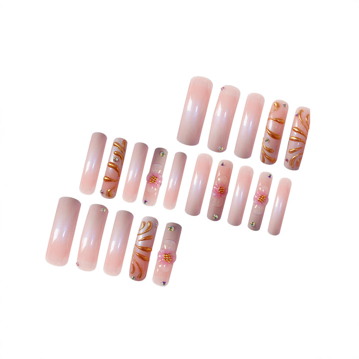 Luxury Gold-Accented Press-On Nail Art Bowlift
