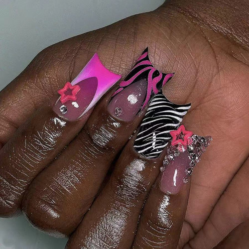 Artistic Glitter Nail Extensions Bowlift