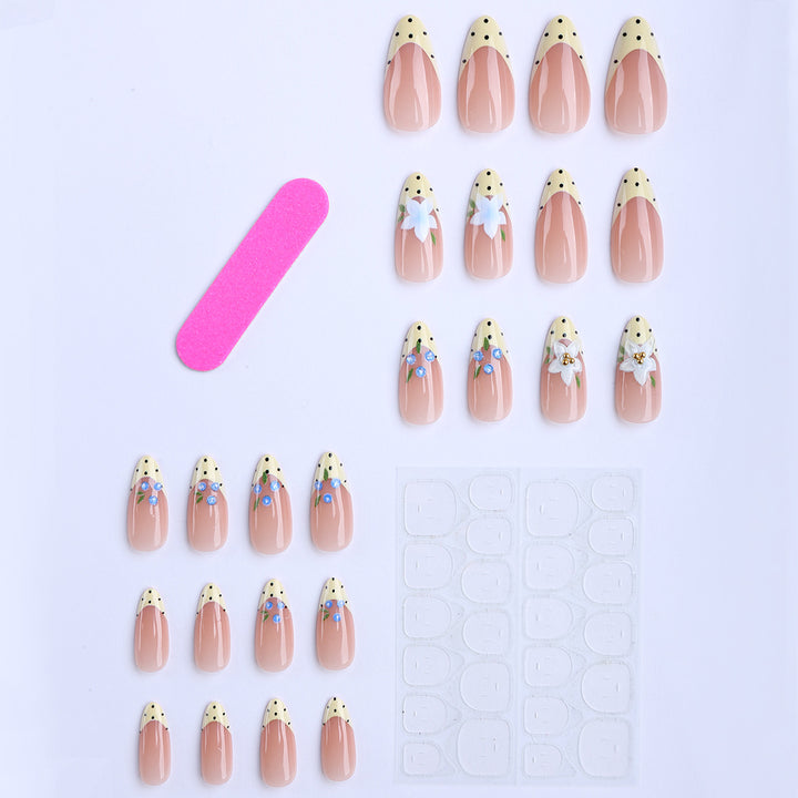 Artificial nails with elegant floral pattern Bowlift