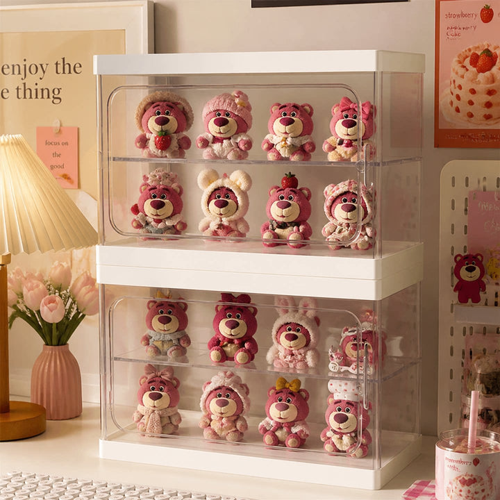 Clear Acrylic Dual-Level Dustproof Display Cabinet for Collectible Figures