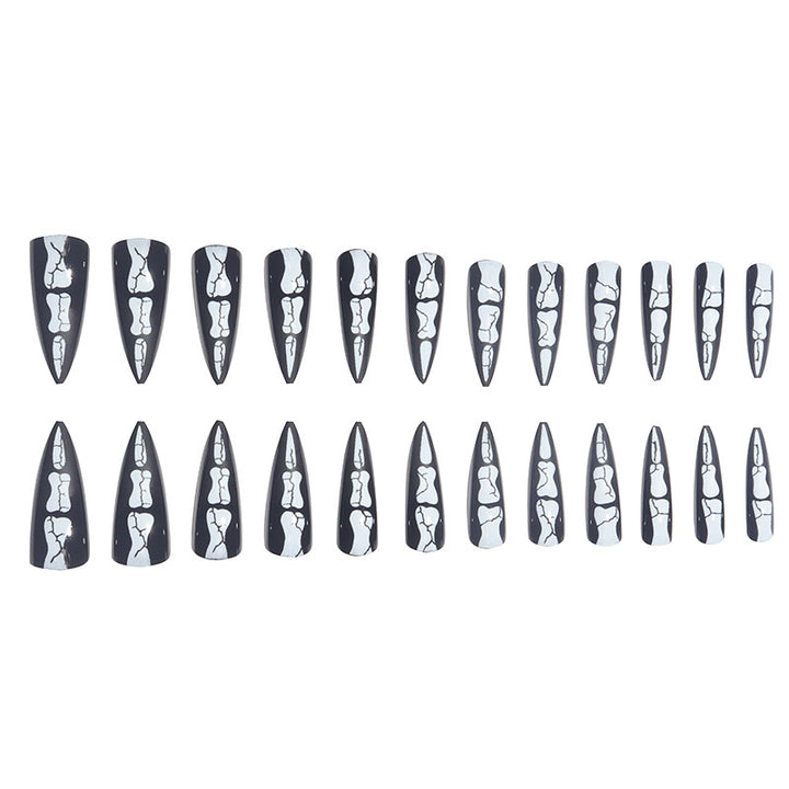 Artistic Skull-Design Stiletto Press-On Nails Bowlift