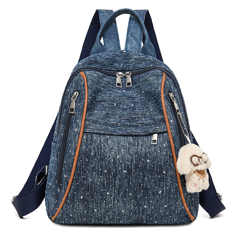 Casual Denim-Style Backpack Bowlift