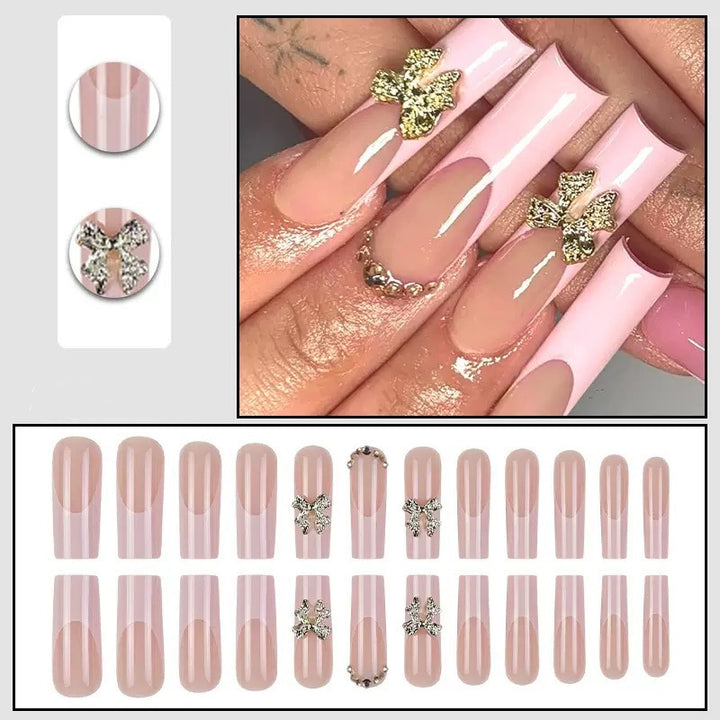 Artificial nail tips with glamorous flower embellishments Bowlift