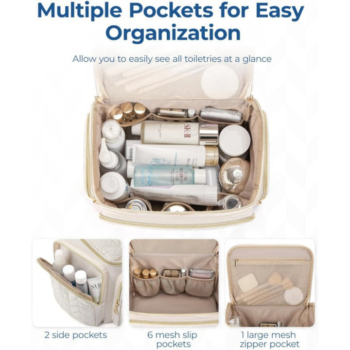 Cosmetic Organizer Bag with Structured Quilting Bowlift