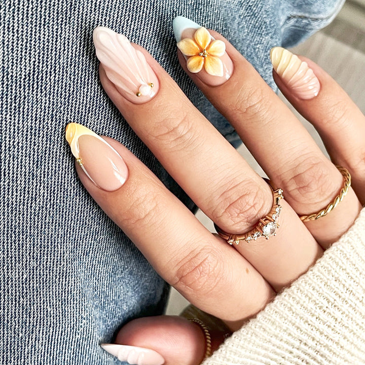 Elegant Floral Stiletto Press-On Nails Bowlift