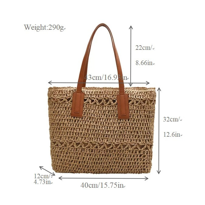 Natural beach bag with sturdy leather handles Bowlift