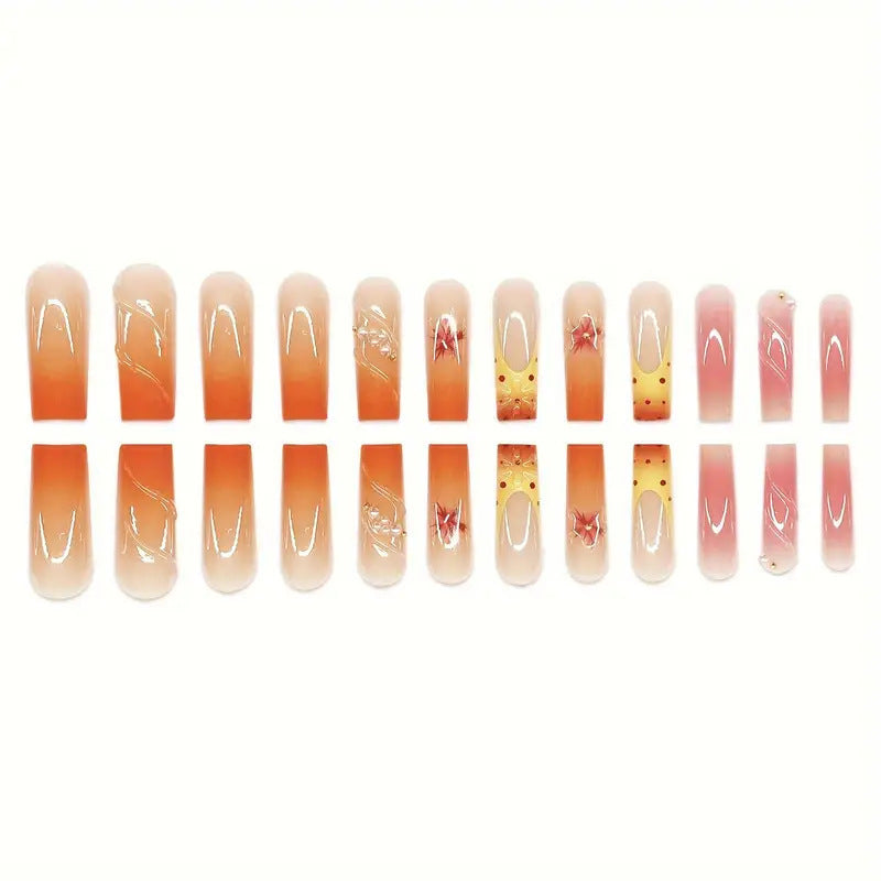 Artistic Floral Press-On Nail Extensions Bowlift 1787913766