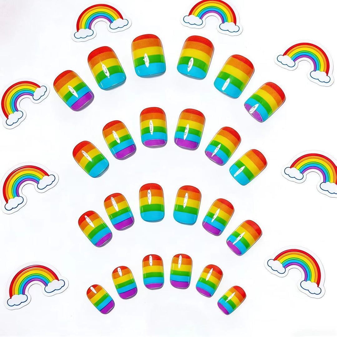 Rainbow Gradient Nail Art Bowlift