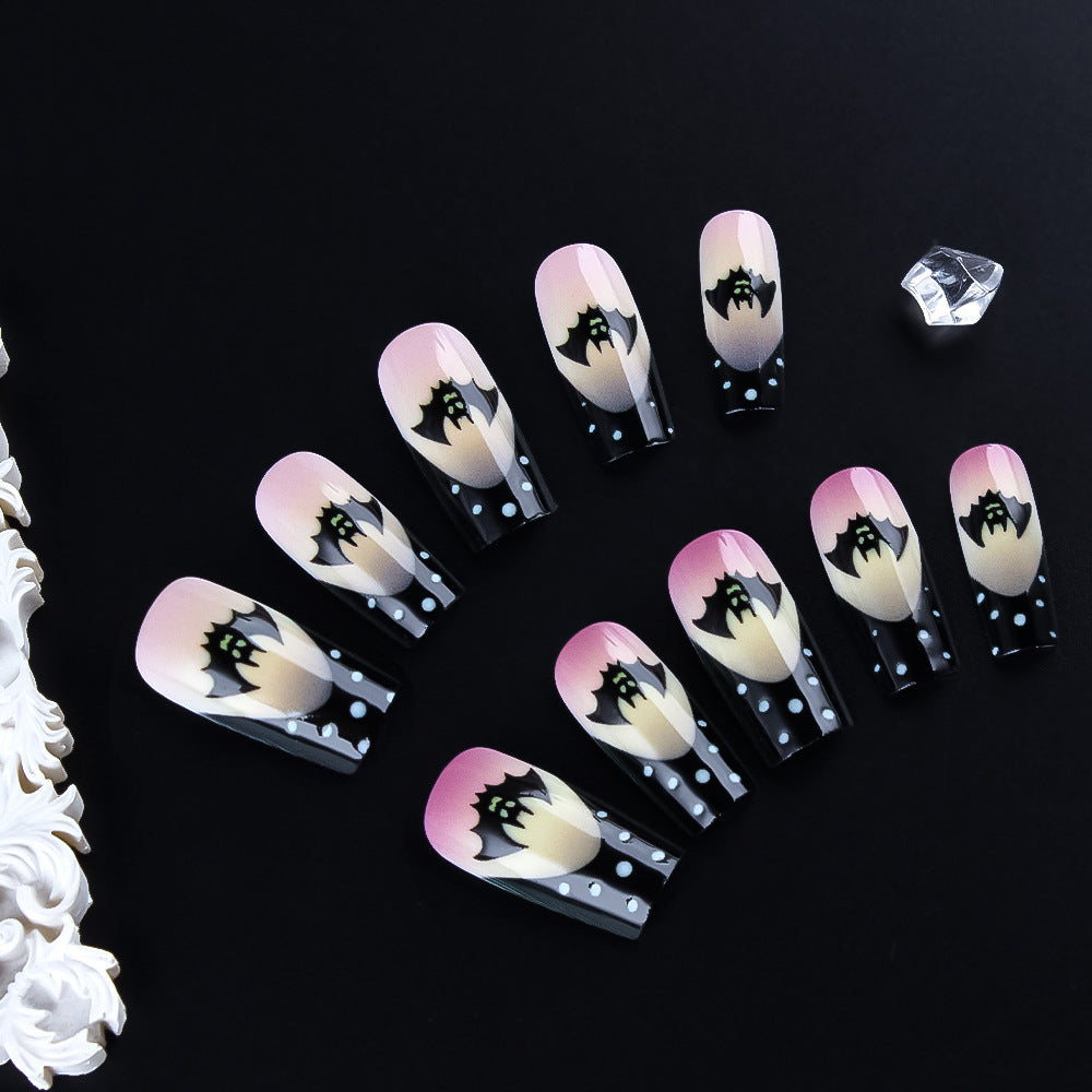 Gothic Bat-Themed Press-On Nails Bowlift
