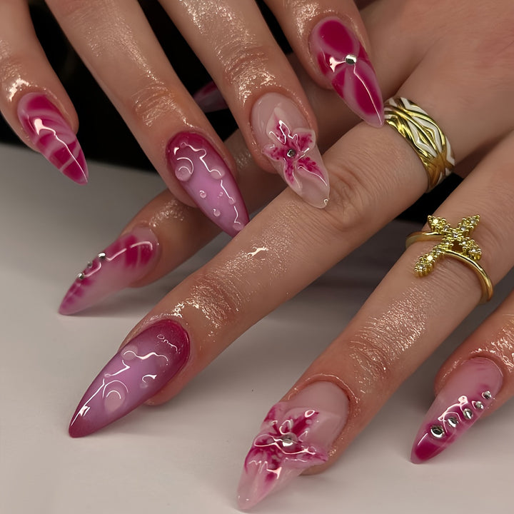 Decorative Press-On Nail Set Bowlift