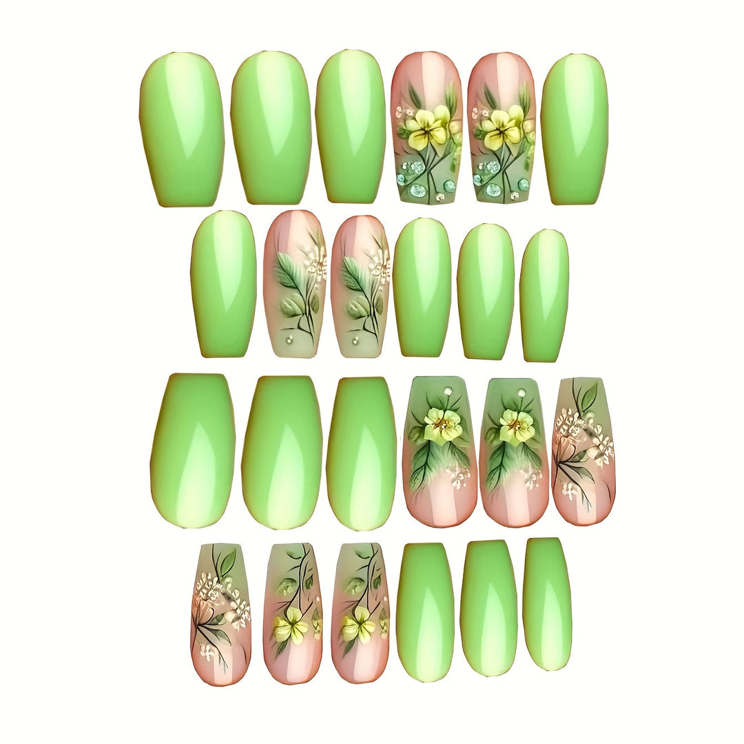 Floral Art Press-On Nail Design Bowlift