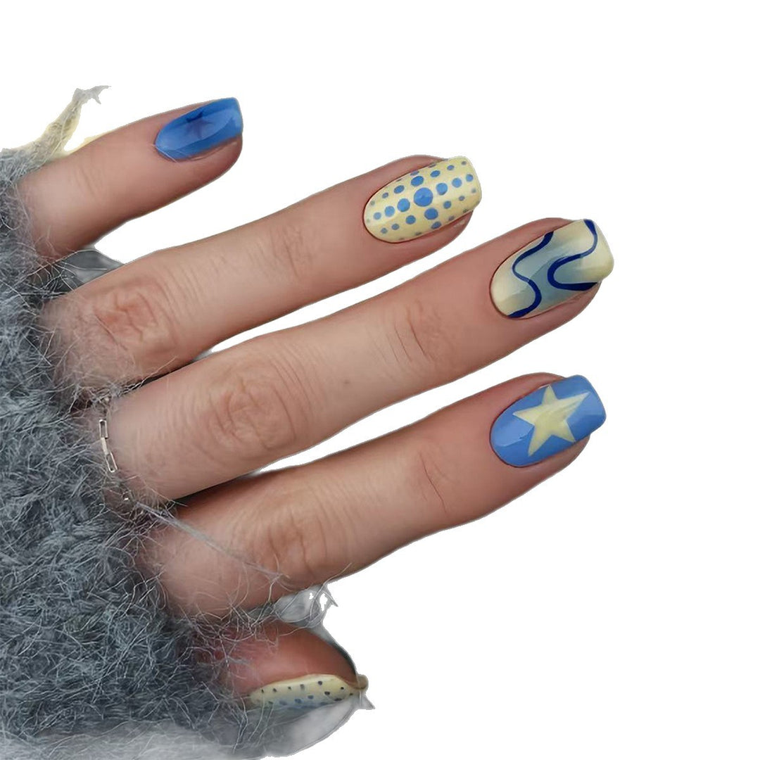Creative Geometric and Colorful Patterns False Nails Bowlift