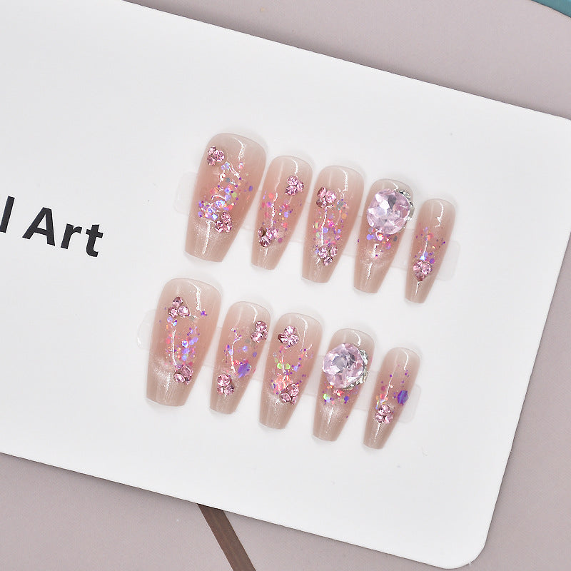 Glamorous Heart-Themed Press-On Nail Set Bowlift