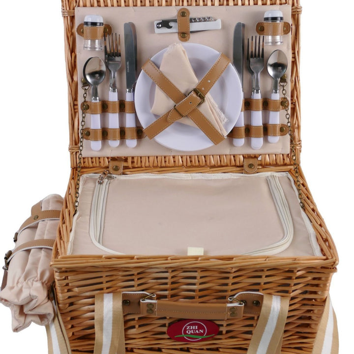 Women's picnic basket with comprehensive dish set and stylish details Bowlift