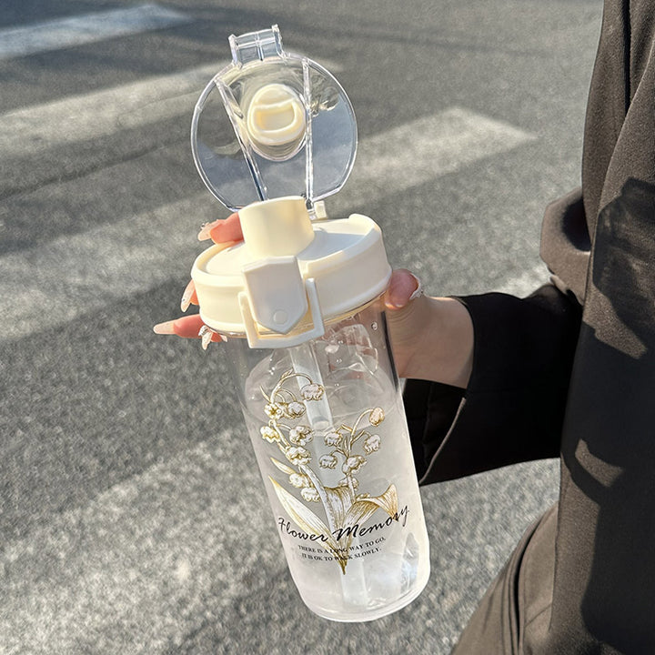 Women's Insulated Drinking Bottle with Elegant Flower Design Bowlift