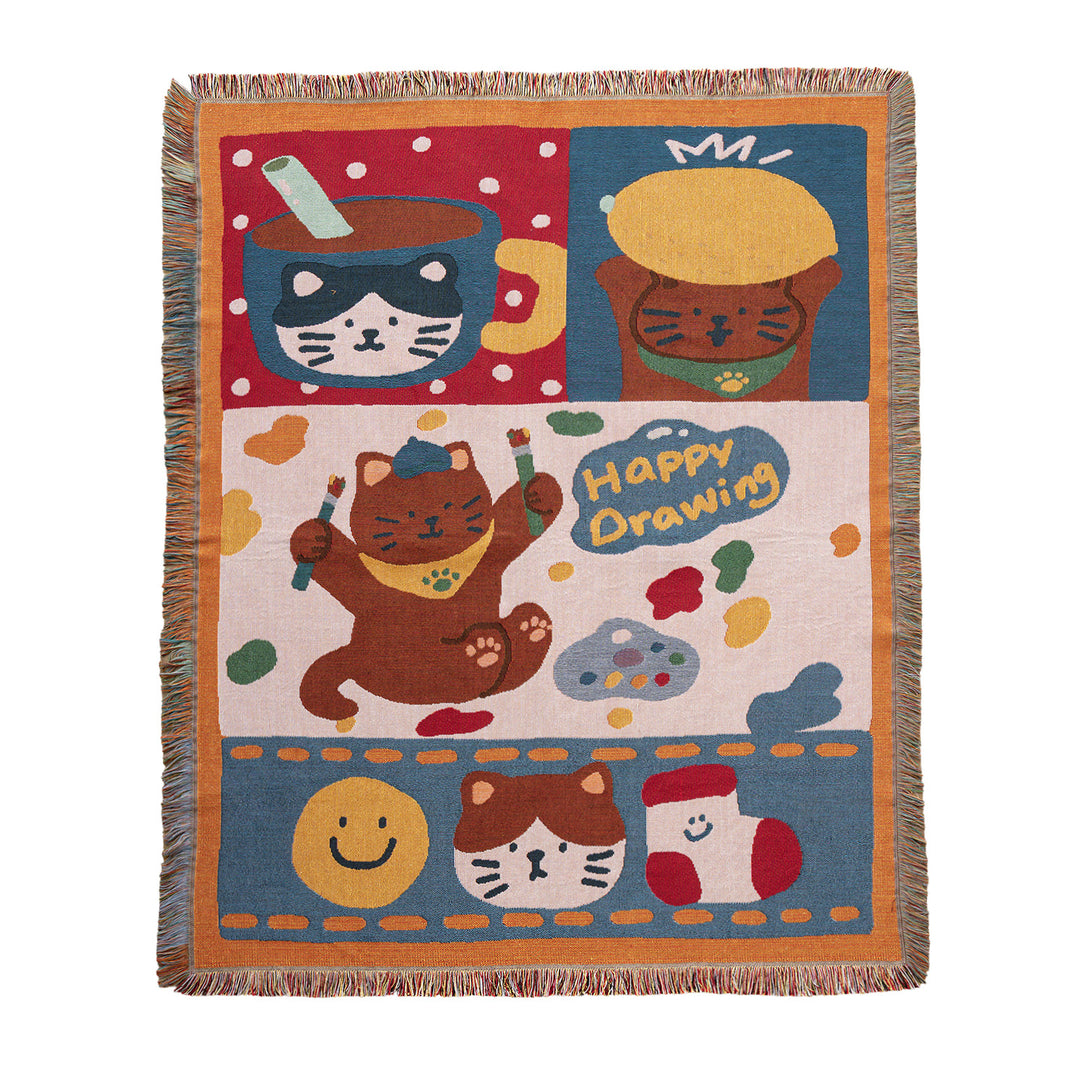 Playful Spring-Themed Throw Blanket