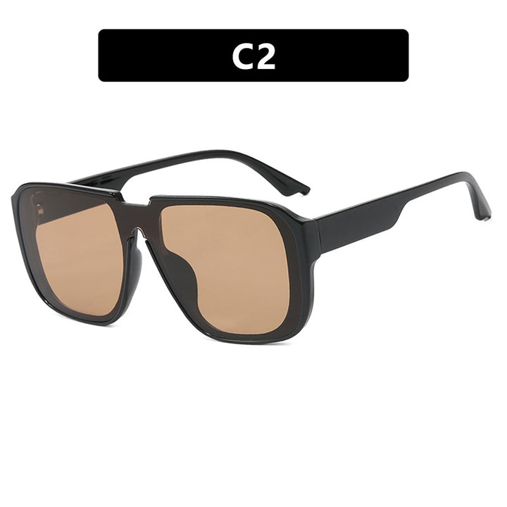 Ladies trendy square sunglasses with transparent green frame and protective UV filter Bowlift