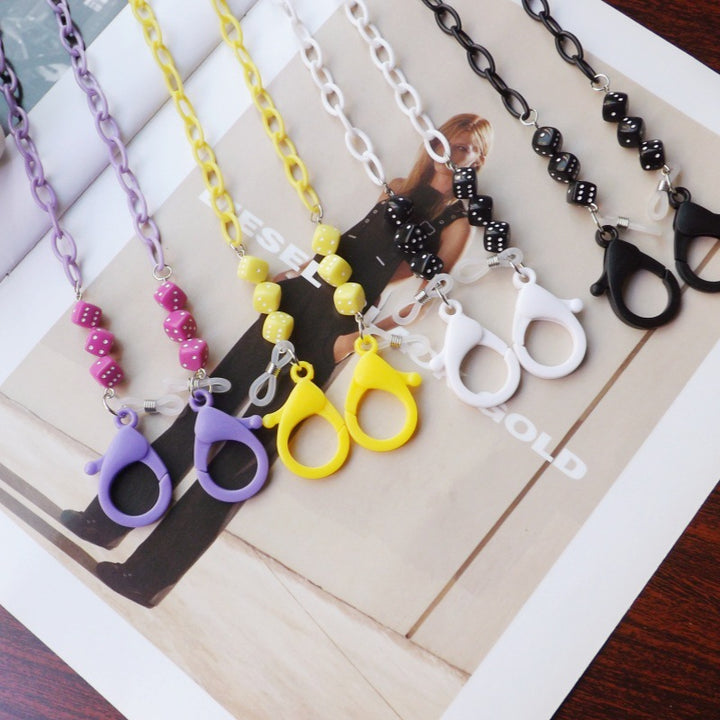 Fashionable glasses holder chain made of plastic with colorful beads Bowlift