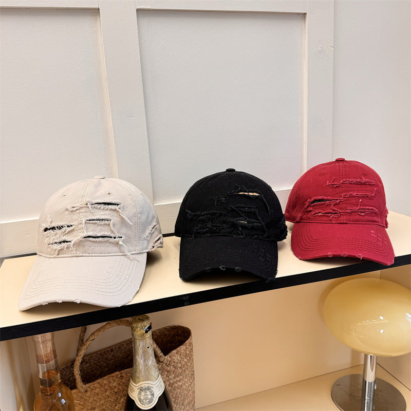 Men's Distressed Denim Baseball Cap Bowlift