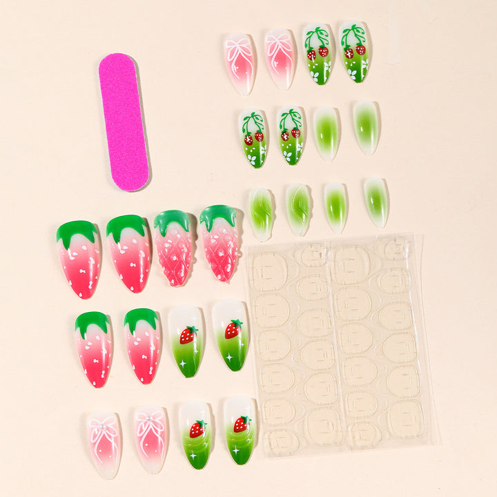 Creative Strawberry-Inspired Nail Art Set Bowlift