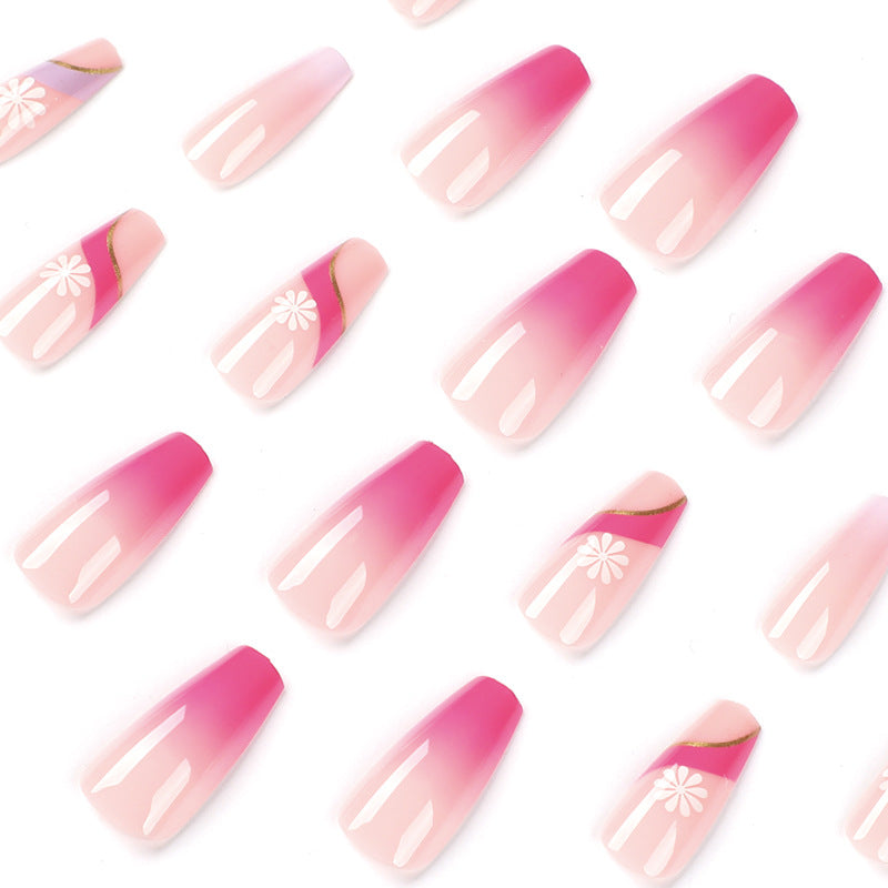 Artful nail extensions with colorful ombre design and floral accents Bowlift