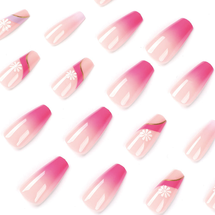 Artful nail extensions with colorful ombre design and floral accents Bowlift