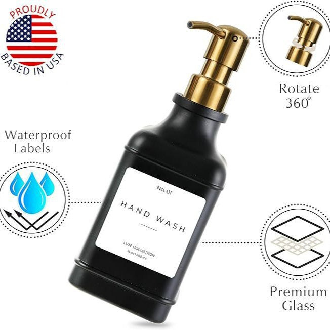 Refillable Luxury Pump Dispenser Set for Hand Wash and Dish Soap Bowlift