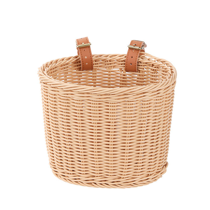 Woven Storage Basket with Vegan Leather Straps Bowlift