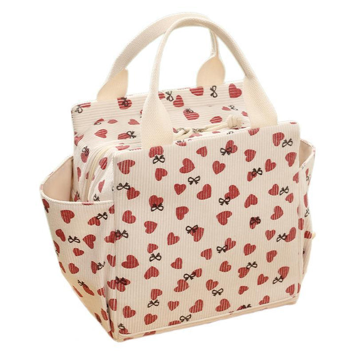 Insulated Heart Print Lunch Tote Bowlift